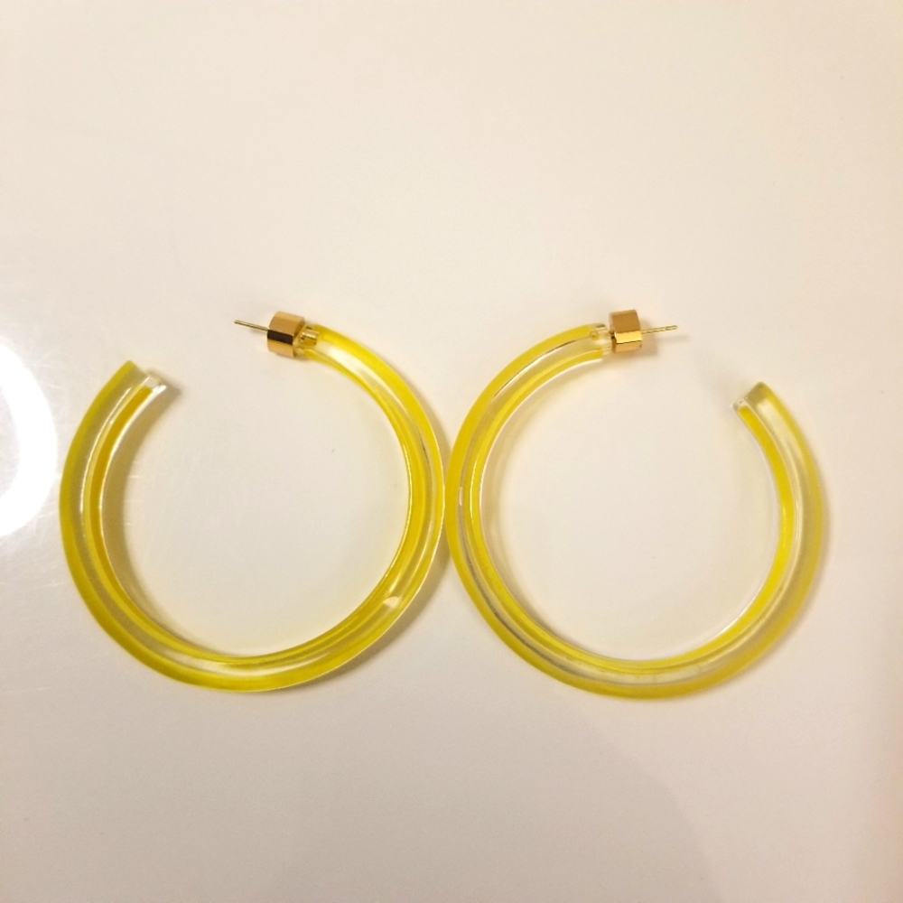NEW Alison Lou Medium Jelly Hoops - Yellow